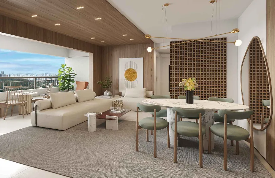 Living 2 dormitórios 70m² ponta